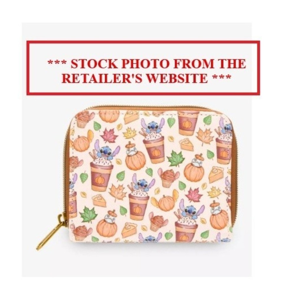 Loungefly Disney Stitch Pumpkin Spice Latte Mini Zipper Wallet - New / NWTs